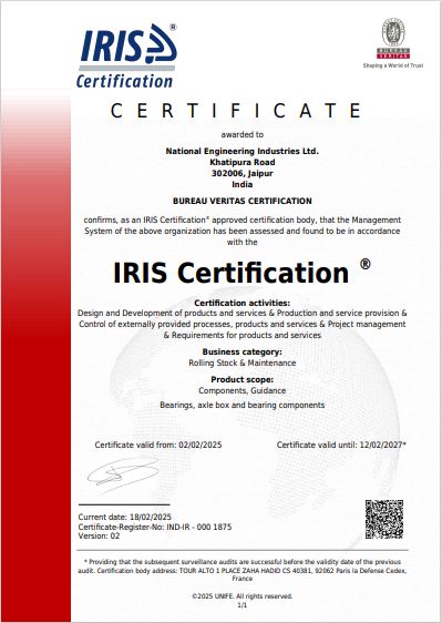 Railway Bearing Division Awarded with IRIS Certification